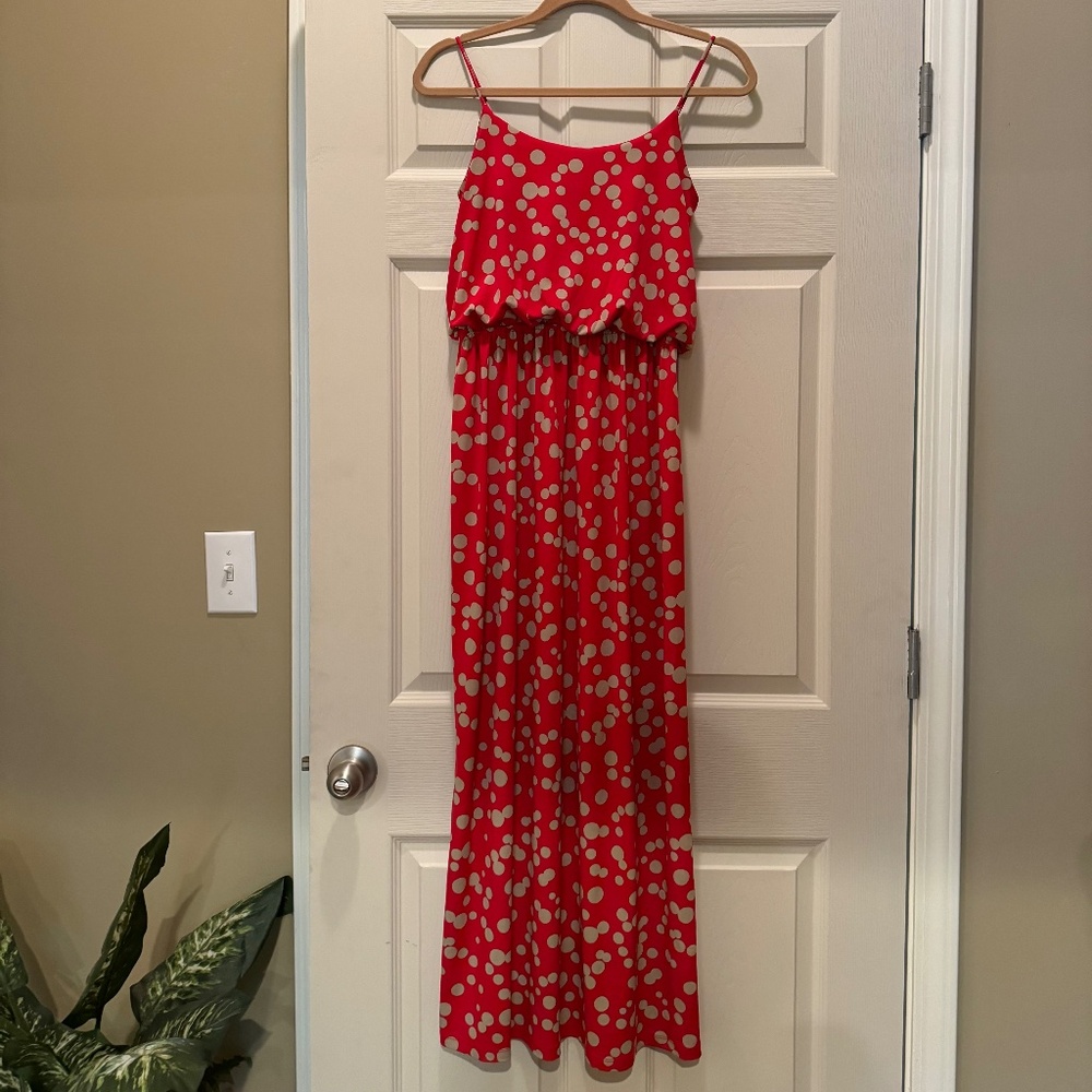 Red & Cream Polka Dot Maxi Dress